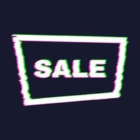 Distorted glitch sale banner with error effect on the edges and in text. Vector illustration.