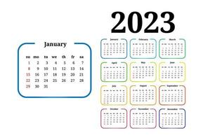 calendario para 2023 aislado en un fondo blanco vector