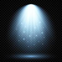 Cold blue lighting with spotlight. Scene illumination effects on a dark transparent background. Vector illustration