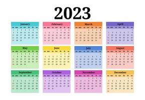 calendario para 2023 aislado en un fondo blanco vector