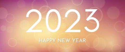 Happy new year 2023 incription on blurred background vector