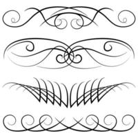 conjunto de rizos decorativos antiguos, remolinos, monogramas y bordes caligráficos. elementos de diseño de dibujo lineal en color negro sobre fondo blanco. ilustración vectorial vector