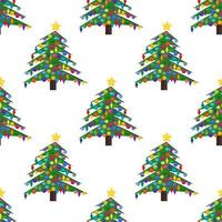 patrón sin costuras con árbol de navidad con bolas de navidad y una estrella en la parte superior. ilustración vectorial vector