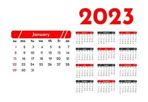 Calendar for 2023 isolated on a white background vector