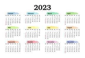 calendario para 2023 aislado en un fondo blanco vector