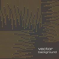 Abstract technological brown background with elements of the microchip. Circuit board background texture. Vector illustration.