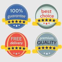 Set of Vector Badges with Ribbons. Ready for Your Text or Design. Isolated vector illustration.