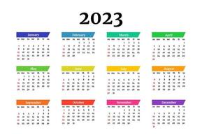 calendario para 2023 aislado en un fondo blanco vector