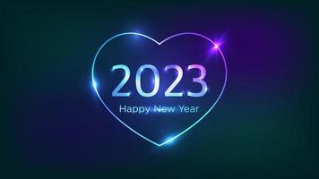 2023 Happy New Year neon background vector