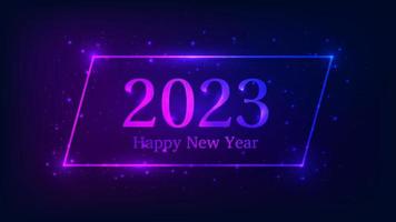 2023 Happy New Year neon background vector