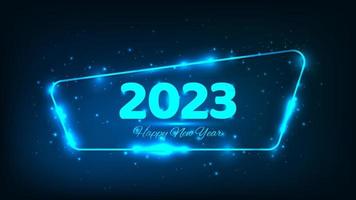 2023 Happy New Year neon background vector