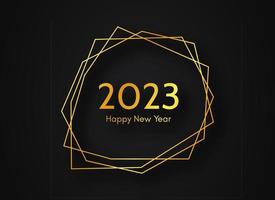 2023 feliz año nuevo fondo poligonal geométrico dorado vector