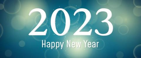 Happy new year 2023 incription on blurred background vector