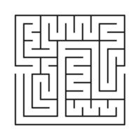 Square labyrinth. Dark abstract maze labyrinth isolated on white background. Game for kids. Vector illustration.