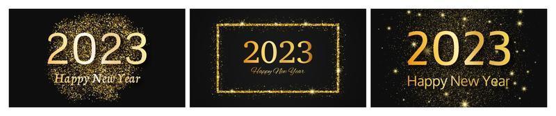 2023 Happy New Year gold background vector