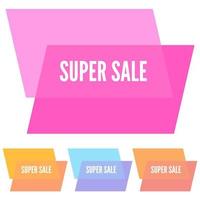 Set of four super sale stickers with abstract colorful geometric forms. Vector illustration