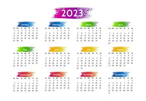 Salendar for 2023 isolated on a white background. Sunday to Monday, business template. Vector illustration