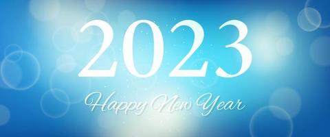 Happy new year 2023 incription on blurred background vector