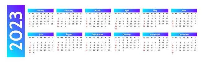 Calendar for 2023 isolated on a white background vector