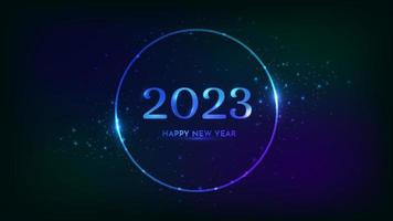 2023 Happy New Year neon background vector