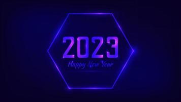 2023 Happy New Year neon background vector