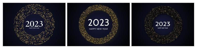 2023 feliz año nuevo de patrón de brillo dorado vector