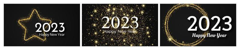 2023 Happy New Year gold background vector