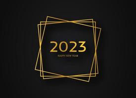 2023 Happy New Year gold geometric polygonal background vector