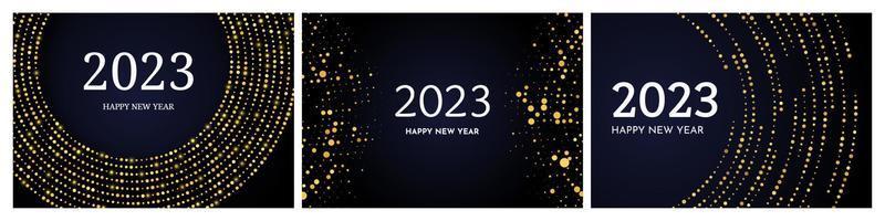 2023 feliz año nuevo de patrón de brillo dorado vector