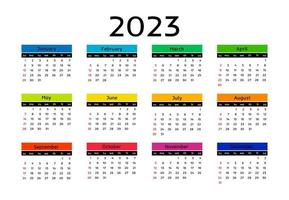 calendario para 2023 aislado en un fondo blanco vector