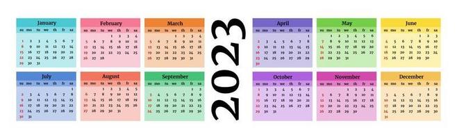 Calendar for 2023 isolated on a white background vector