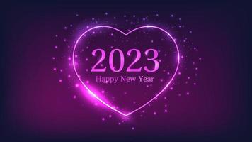 2023 Happy New Year neon background vector