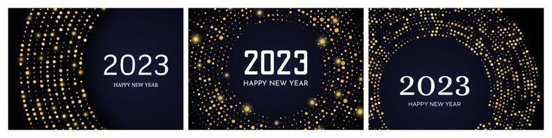 2023 Happy New Year of gold glitter pattern vector