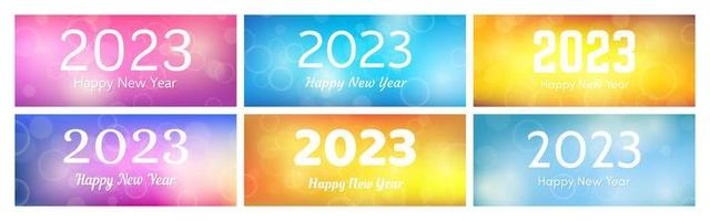 Happy new year 2023 incription on blurred background vector