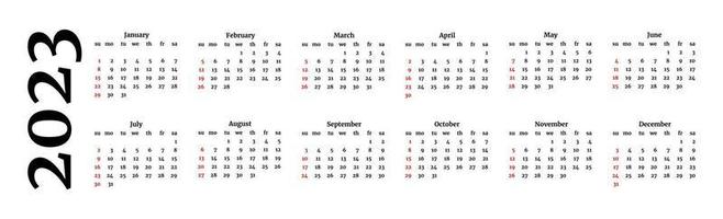 Calendar for 2023 isolated on a white background vector