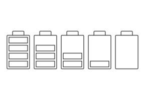 A set of five batteries with different charge indicators. Vector illustration