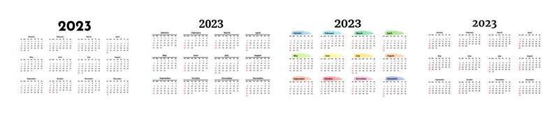 calendario para 2023 aislado en un fondo blanco vector