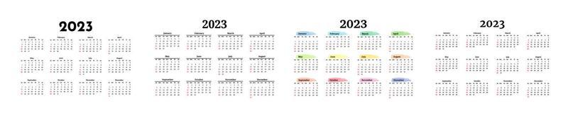 Calendar for 2023 isolated on a white background