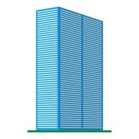 A modern high-rise building on a white background. View of the building from the bottom. Isometric vector illustration.