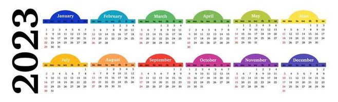 Calendar for 2023 isolated on a white background vector