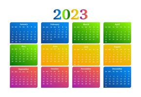 calendario para 2023 aislado en un fondo blanco vector