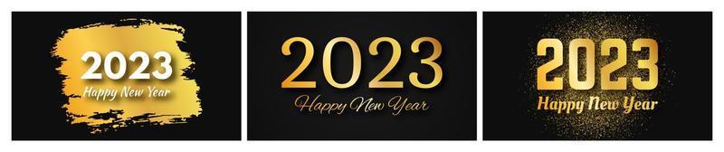 2023 Happy New Year gold background vector