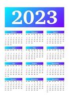 Salendar for 2023 isolated on a white background. Sunday to Monday, business template. Vector illustration