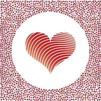 Red heart and little hearts around. Valentines Day background with many hearts on a white background. Symbol of Love Element for wedding Template. vector