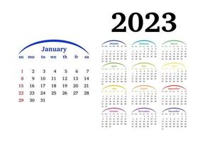 Calendar for 2023 isolated on a white background vector