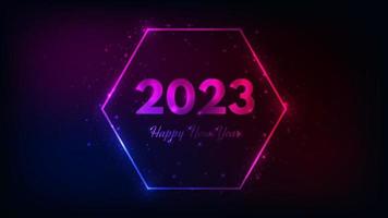 2023 Happy New Year neon background vector