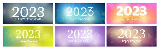 Happy new year 2023 incription on blurred background vector