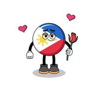 philippines flag mascot falling in love vector