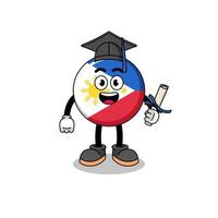 mascota de la bandera de filipinas con pose de graduación vector