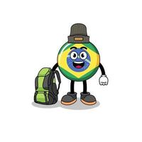 Illustration of brazil flag mascot as a hiker vector